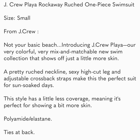 NWT J.Crew Playa Rockaway Ruched One-Piece Swimsuit - Picture 3 of 4